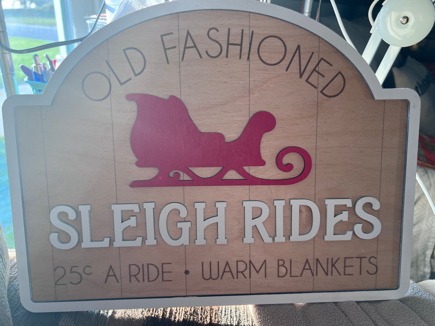 Rustic Holiday Wood Sign – Hand-Painted Laser Cut Décor