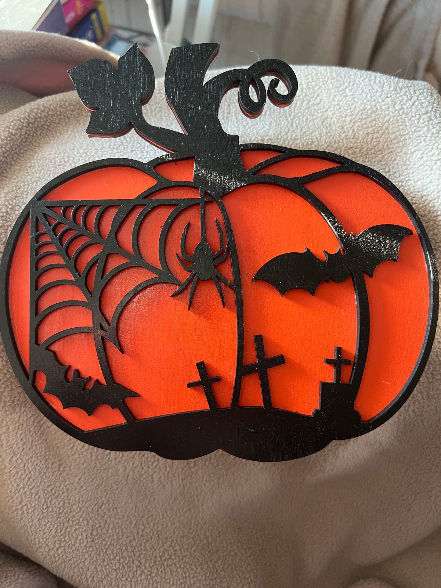 Layered Halloween Pumpkin Signs – Handcrafted Wooden Silhouettes