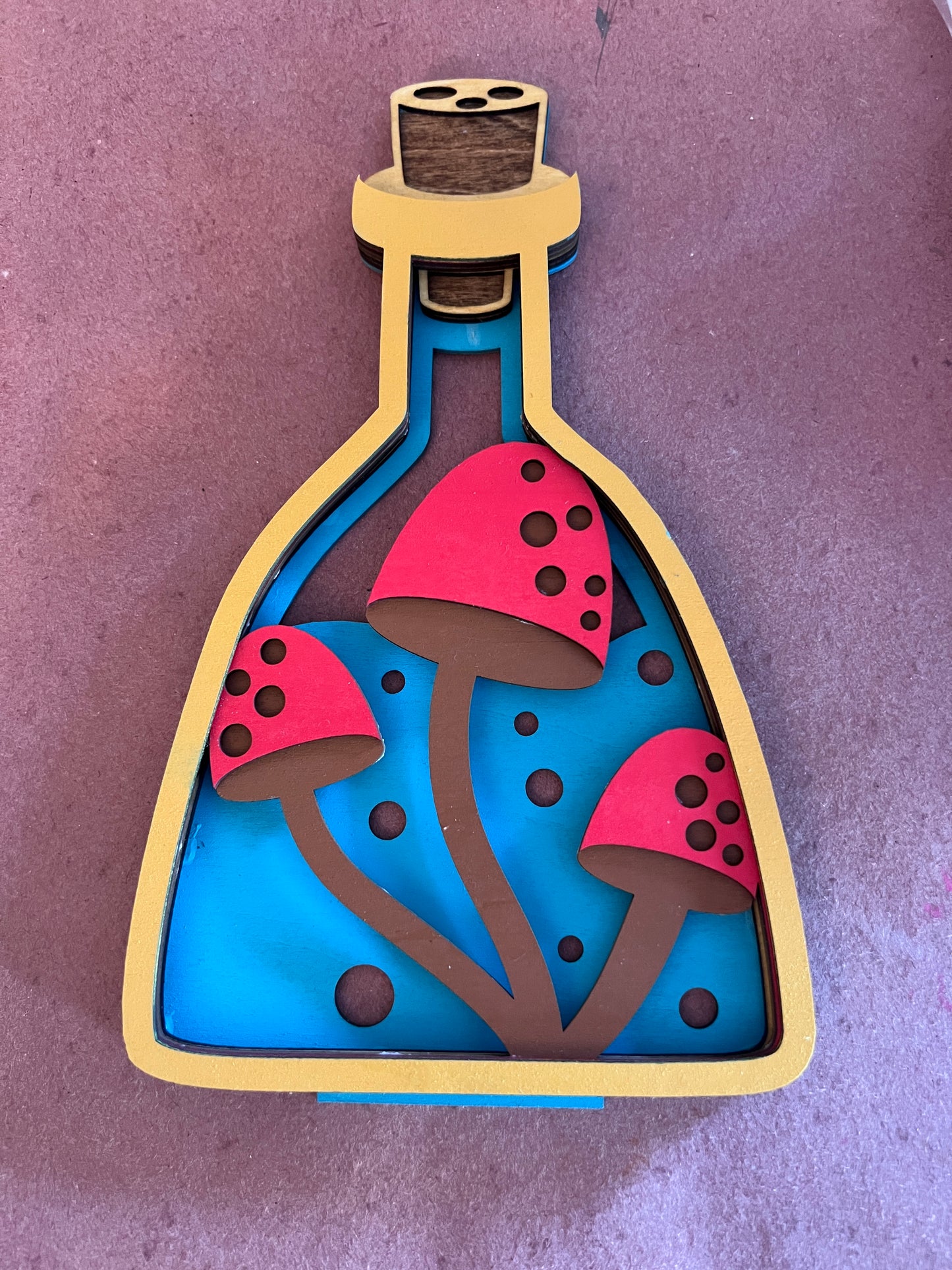 Hand-Painted Halloween Potion Bottles – Layered Wood Decor