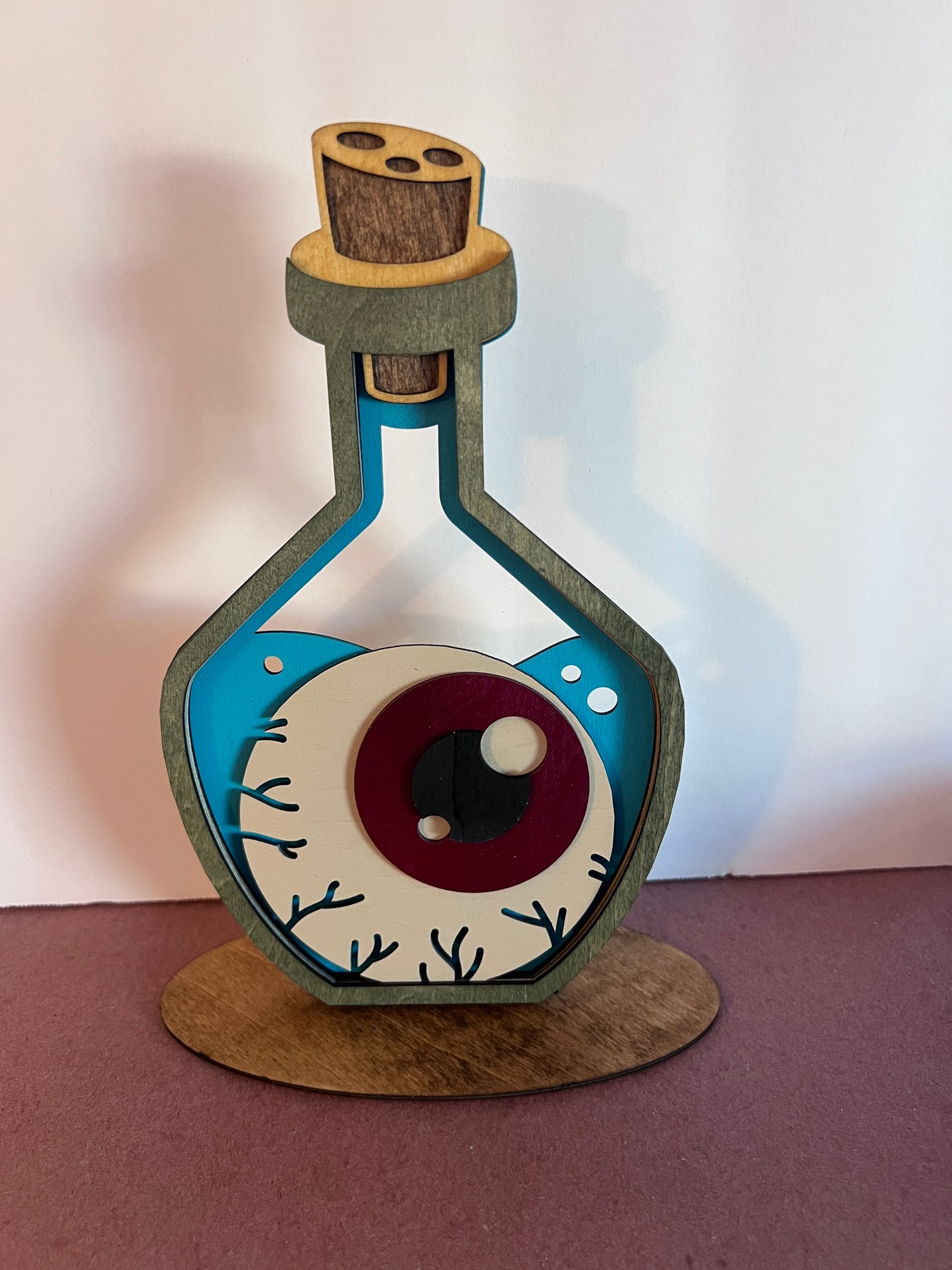 Hand-Painted Halloween Potion Bottles – Layered Wood Decor